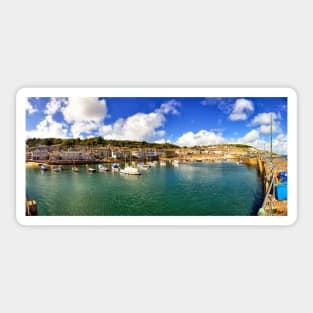 Mousehole Harbor Boats Panorama Sticker